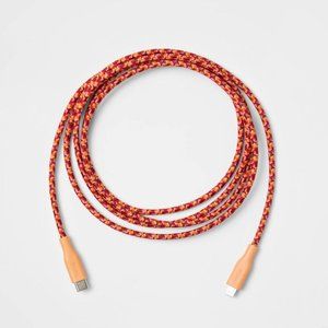 heyday 6' Lightning to USB-C Braided Cable - Coral Pink